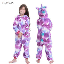Load image into Gallery viewer, Winter Kigurumi Pajamas Rainbow Unicorn Kids Animal Children Pajamas for Boys Girls Costume Baby Pyjamas Kids Licorne Onesies - Ole Misc.