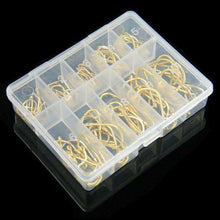 Load image into Gallery viewer, 100Pcs/Box Mixed Sizes 3/-12/ Fishhooks High Carbon Steel Gold Fishing Bait Sharpened Ultrapoint Fishing Hook Set Fish Supplies - Ole Misc.