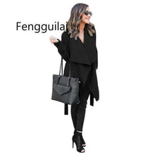 Load image into Gallery viewer, FENGGUILAI Winter Coats Women Autumn Woolen Blend Fashion Lapel Jackets Sexy Belt Lace-up Solid Casual Slim Overcoats Female - Ole Misc.