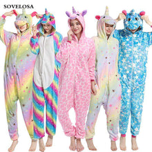 Load image into Gallery viewer, Kigurumi Pajamas For Women Adults Winter Flannel Cartoon Cosplay Jumpsuit Animal Onesie Unicorn Sleepwear Stich Pijama Unicornio - Ole Misc.