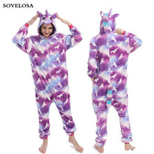 Load image into Gallery viewer, Kigurumi Pajamas For Women Adults Winter Flannel Cartoon Cosplay Jumpsuit Animal Onesie Unicorn Sleepwear Stich Pijama Unicornio - Ole Misc.