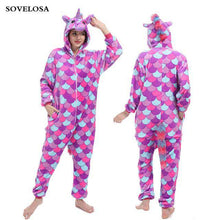 Load image into Gallery viewer, Kigurumi Pajamas For Women Adults Winter Flannel Cartoon Cosplay Jumpsuit Animal Onesie Unicorn Sleepwear Stich Pijama Unicornio - Ole Misc.