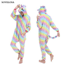 Load image into Gallery viewer, Kigurumi Pajamas For Women Adults Winter Flannel Cartoon Cosplay Jumpsuit Animal Onesie Unicorn Sleepwear Stich Pijama Unicornio - Ole Misc.