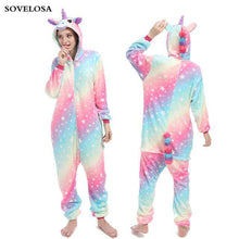 Load image into Gallery viewer, Kigurumi Pajamas For Women Adults Winter Flannel Cartoon Cosplay Jumpsuit Animal Onesie Unicorn Sleepwear Stich Pijama Unicornio - Ole Misc.