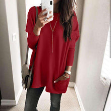 Load image into Gallery viewer, Women Autumn Winter Loose Solid O Neck Pockets Long Sleeve Sweater Female Plus Size Casual European Bottoming Knitwear SJ3547E - Ole Misc.