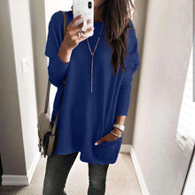 Load image into Gallery viewer, Women Autumn Winter Loose Solid O Neck Pockets Long Sleeve Sweater Female Plus Size Casual European Bottoming Knitwear SJ3547E - Ole Misc.