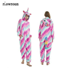 Load image into Gallery viewer, Unicorn Pajamas Onesie Animal Women Kigurumi Stitch Adult Hooded Sleepwear Winter Flannel Christmas Deer Shark Unicornio Pijamas - Ole Misc.