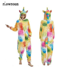 Load image into Gallery viewer, Unicorn Pajamas Onesie Animal Women Kigurumi Stitch Adult Hooded Sleepwear Winter Flannel Christmas Deer Shark Unicornio Pijamas - Ole Misc.