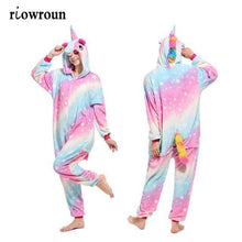 Load image into Gallery viewer, Unicorn Pajamas Onesie Animal Women Kigurumi Stitch Adult Hooded Sleepwear Winter Flannel Christmas Deer Shark Unicornio Pijamas - Ole Misc.