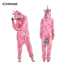 Load image into Gallery viewer, Unicorn Pajamas Onesie Animal Women Kigurumi Stitch Adult Hooded Sleepwear Winter Flannel Christmas Deer Shark Unicornio Pijamas - Ole Misc.