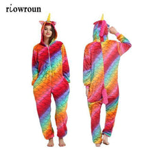 Load image into Gallery viewer, Unicorn Pajamas Onesie Animal Women Kigurumi Stitch Adult Hooded Sleepwear Winter Flannel Christmas Deer Shark Unicornio Pijamas - Ole Misc.