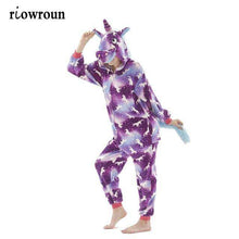 Load image into Gallery viewer, Unicorn Pajamas Onesie Animal Women Kigurumi Stitch Adult Hooded Sleepwear Winter Flannel Christmas Deer Shark Unicornio Pijamas - Ole Misc.