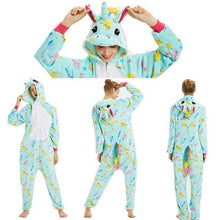 Load image into Gallery viewer, 2019  Adults Animal Pajamas Sets Cartoon Sleepwear Unicorn Onesies Stitch Kigurumi Unicornio Women Men Warm Flannel Hooded - Ole Misc.
