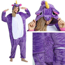 Load image into Gallery viewer, 2019  Adults Animal Pajamas Sets Cartoon Sleepwear Unicorn Onesies Stitch Kigurumi Unicornio Women Men Warm Flannel Hooded - Ole Misc.