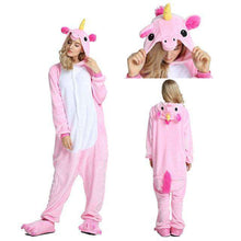 Load image into Gallery viewer, 2019  Adults Animal Pajamas Sets Cartoon Sleepwear Unicorn Onesies Stitch Kigurumi Unicornio Women Men Warm Flannel Hooded - Ole Misc.