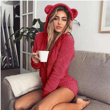 Load image into Gallery viewer, Autumn winter pajamas for women cute plush conjoined suit home sleepwear clothes - Ole Misc.