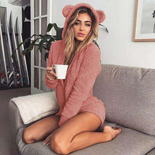 Load image into Gallery viewer, Autumn winter pajamas for women cute plush conjoined suit home sleepwear clothes - Ole Misc.