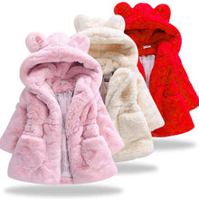 Load image into Gallery viewer, Children's Girls Fur Coat Winter Jackets Kids Faux Fur Coats Hooded Overcoat Thicken Topcoat Toddler Warm Town Clothes - Ole Misc.