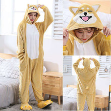 Load image into Gallery viewer, Akita Dog Kigurumi Women Girl Onesie Cute Animal Cartoon Shiba inu Overall Winter Warm Soft Flannel Suit Home Wear Unisex 2019 - Ole Misc.