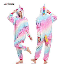 Load image into Gallery viewer, Cute Cartoon Kigurumi Panda Pajamas Hooded Onesie Adult Women Animal Unicorn Nightie Kugurumi Sleepwear Fleece Overalls Jumpsuit - Ole Misc.