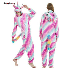 Load image into Gallery viewer, Cute Cartoon Kigurumi Panda Pajamas Hooded Onesie Adult Women Animal Unicorn Nightie Kugurumi Sleepwear Fleece Overalls Jumpsuit - Ole Misc.