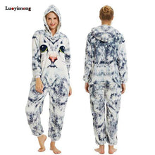 Load image into Gallery viewer, Cute Cartoon Kigurumi Panda Pajamas Hooded Onesie Adult Women Animal Unicorn Nightie Kugurumi Sleepwear Fleece Overalls Jumpsuit - Ole Misc.