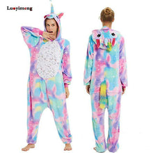 Load image into Gallery viewer, Cute Cartoon Kigurumi Panda Pajamas Hooded Onesie Adult Women Animal Unicorn Nightie Kugurumi Sleepwear Fleece Overalls Jumpsuit - Ole Misc.