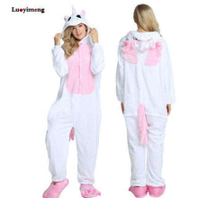 Load image into Gallery viewer, Cute Cartoon Kigurumi Panda Pajamas Hooded Onesie Adult Women Animal Unicorn Nightie Kugurumi Sleepwear Fleece Overalls Jumpsuit - Ole Misc.
