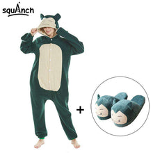 Load image into Gallery viewer, Snorlax Kigurumi Slippers Cartoon Suit Pokemon Onesies Adult Men Women Couple Pajama Cute Funny Hooded Polar Fleece Overalls - Ole Misc.