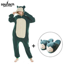 Load image into Gallery viewer, Snorlax Kigurumi Slippers Cartoon Suit Pokemon Onesies Adult Men Women Couple Pajama Cute Funny Hooded Polar Fleece Overalls - Ole Misc.
