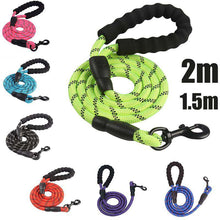 Load image into Gallery viewer, Large Dog Rope 2m 1.5m Medium and large Dog Reflective Leashes With Comfortable grip Walking Pet Dog Collar strong Traction Harness Round Mountain Climbing Nylon Medium Dog Lead Belt 7 colors 1.2cm diameter rope - Ole Misc.