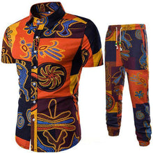 Load image into Gallery viewer, Men's Sets Shirts + Trousers Two-piece Suite Short sleeve Ethnic Costumes Summer Fashion male clothing Casual Printing 5XL - Ole Misc.