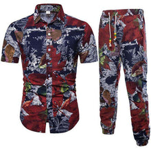 Load image into Gallery viewer, Men's Sets Shirts + Trousers Two-piece Suite Short sleeve Ethnic Costumes Summer Fashion male clothing Casual Printing 5XL - Ole Misc.
