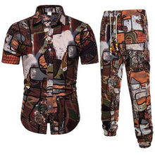 Load image into Gallery viewer, Men's Sets Shirts + Trousers Two-piece Suite Short sleeve Ethnic Costumes Summer Fashion male clothing Casual Printing 5XL - Ole Misc.