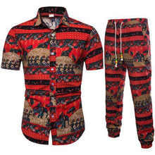Load image into Gallery viewer, Men's Sets Shirts + Trousers Two-piece Suite Short sleeve Ethnic Costumes Summer Fashion male clothing Casual Printing 5XL - Ole Misc.