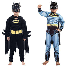 Load image into Gallery viewer, Kids Boys Muscle Batman Costumes With Mask Cloak Movie Character Superhero Cosplay Halloween Masquerade Evening Superman Role Pl - Ole Misc.