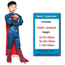 Load image into Gallery viewer, Kids Boys Muscle Batman Costumes With Mask Cloak Movie Character Superhero Cosplay Halloween Masquerade Evening Superman Role Pl - Ole Misc.