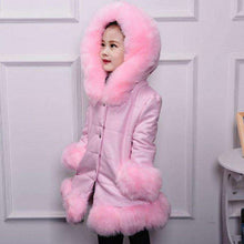 Load image into Gallery viewer, Winter Kids Faux Leather Fur Coat Hooded Warm Outerwear &amp; Pelisse Children's Three-quarter Girls Topcoat Kids Faux Fur Clothes - Ole Misc.