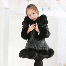 Load image into Gallery viewer, Winter Kids Faux Leather Fur Coat Hooded Warm Outerwear &amp; Pelisse Children's Three-quarter Girls Topcoat Kids Faux Fur Clothes - Ole Misc.
