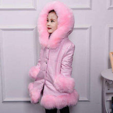 Load image into Gallery viewer, Winter Kids Faux Leather Fur Coat Hooded Warm Outerwear &amp; Pelisse Children's Three-quarter Girls Topcoat Kids Faux Fur Clothes - Ole Misc.