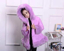 Load image into Gallery viewer, Winter Kids Faux Leather Fur Coat Hooded Warm Outerwear &amp; Pelisse Children's Three-quarter Girls Topcoat Kids Faux Fur Clothes - Ole Misc.