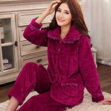 Load image into Gallery viewer, Winter Thick Flannel Women Pajamas Sets Velvet Autumn Warm Sleepwear Female Pyjamas Homewear Thick Home Suit - Ole Misc.