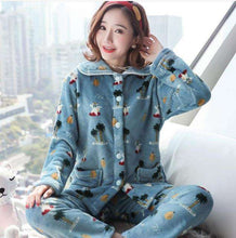 Load image into Gallery viewer, Winter Thick Flannel Women Pajamas Sets Velvet Autumn Warm Sleepwear Female Pyjamas Homewear Thick Home Suit - Ole Misc.