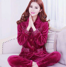 Load image into Gallery viewer, Winter Thick Flannel Women Pajamas Sets Velvet Autumn Warm Sleepwear Female Pyjamas Homewear Thick Home Suit - Ole Misc.