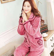Load image into Gallery viewer, Winter Thick Flannel Women Pajamas Sets Velvet Autumn Warm Sleepwear Female Pyjamas Homewear Thick Home Suit - Ole Misc.