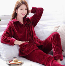 Load image into Gallery viewer, Winter Thick Flannel Women Pajamas Sets Velvet Autumn Warm Sleepwear Female Pyjamas Homewear Thick Home Suit - Ole Misc.