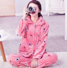 Load image into Gallery viewer, Winter Thick Flannel Women Pajamas Sets Velvet Autumn Warm Sleepwear Female Pyjamas Homewear Thick Home Suit - Ole Misc.