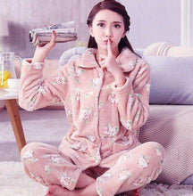 Load image into Gallery viewer, Winter Thick Flannel Women Pajamas Sets Velvet Autumn Warm Sleepwear Female Pyjamas Homewear Thick Home Suit - Ole Misc.