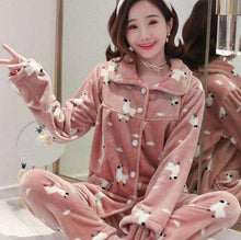 Load image into Gallery viewer, Winter Thick Flannel Women Pajamas Sets Velvet Autumn Warm Sleepwear Female Pyjamas Homewear Thick Home Suit - Ole Misc.