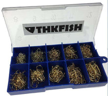 Load image into Gallery viewer, 500 Pcs #3-#12 Silver Black Gold Freshwater Fishing Hooks Carp Fishhooks Barbed Hooks Kit Jigging Bait Carp Fishing Hook - Ole Misc.